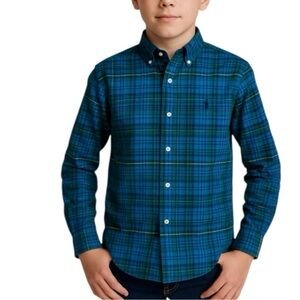 Ralph Lauren Green & Blue Plaid Button-Down Shirt NWT